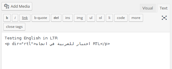 The resulting HTML code with some LTR and RTL lines The resulting HTML code with some LTR and RTL lines